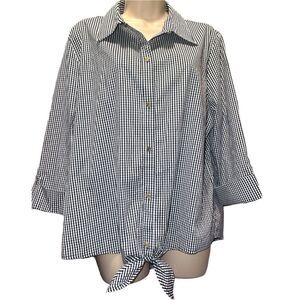 Anne Klein Women Blue 3/4 Sleeve Button-Down Shirt